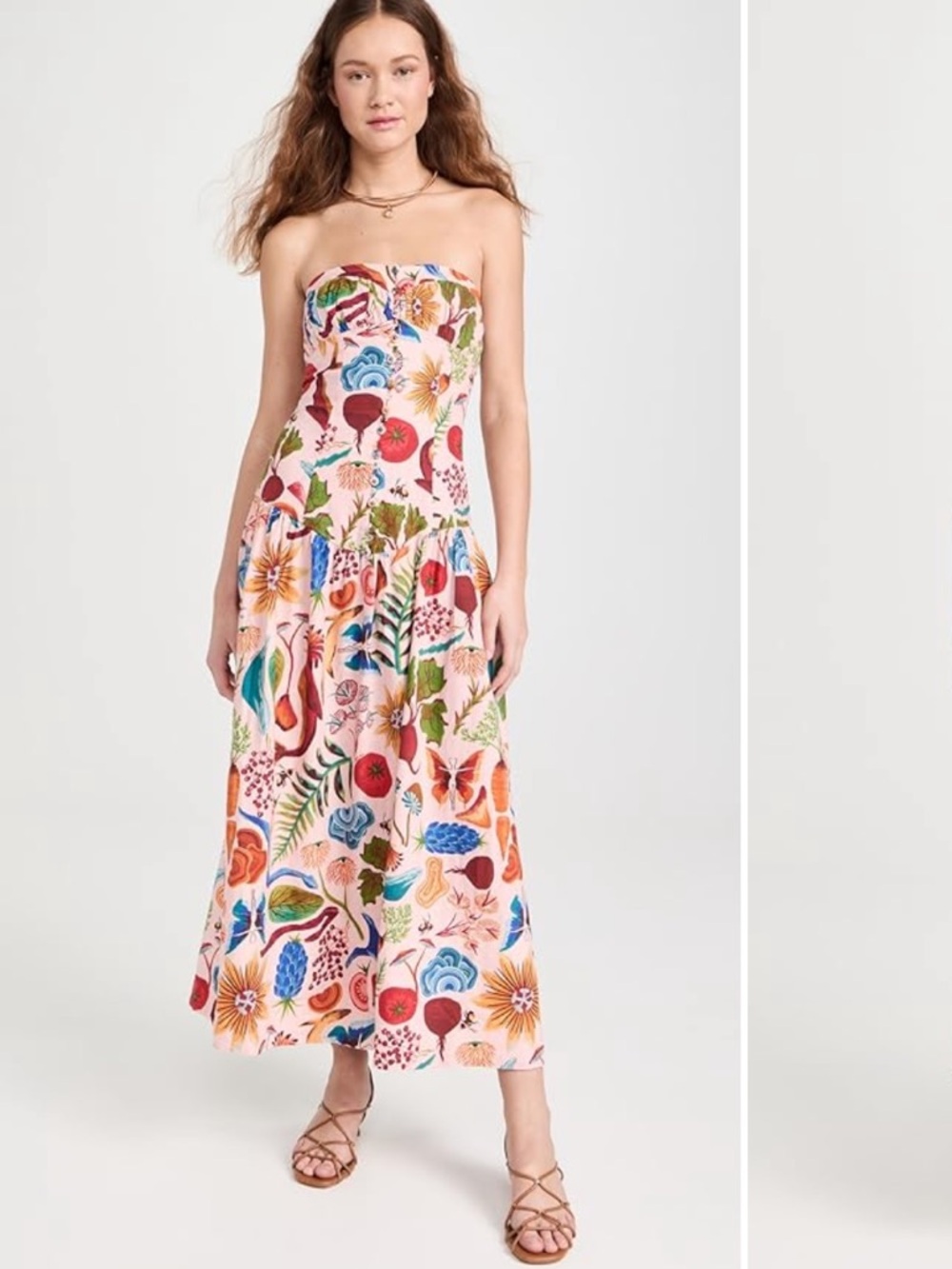 FARM Rio Bright Farm Beige Strapless Maxi Dress